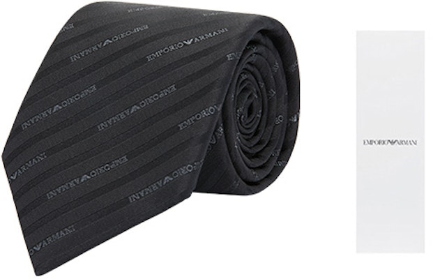 EMPORIO ARMANI Black Twill Logo Tie. 340075-2R605-00320 Shop EMPORIO ARMANI Black Twill Logo Tie. 340075-2R605-00320