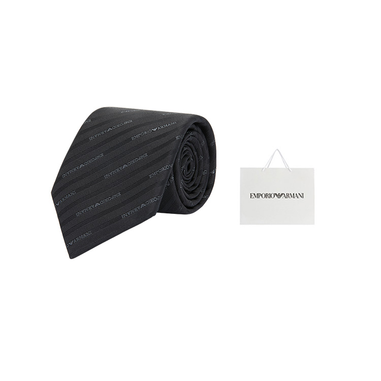 Purchase EMPORIO ARMANI  Black Twill Logo Tie. 340075-2R605-00320