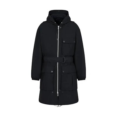 Emporio Armani Black Waterproof Hooded Zip Mid-Length Jacket. 6R1LC7-1NZKZ-0999