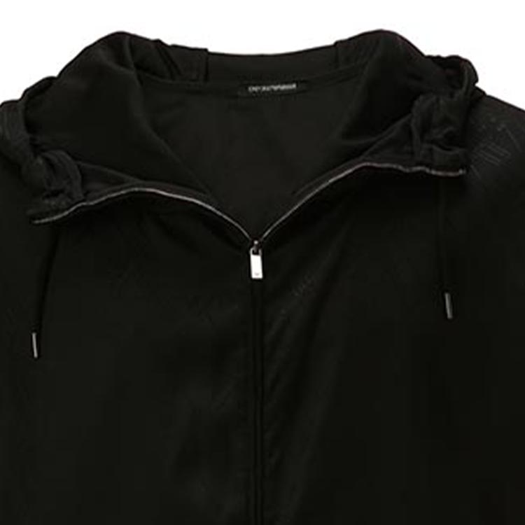 Details for EMPORIO ARMANI Jaket Hoodie Hitam dengan Resleting dan Tali Serut. B1R380-B1320-999
