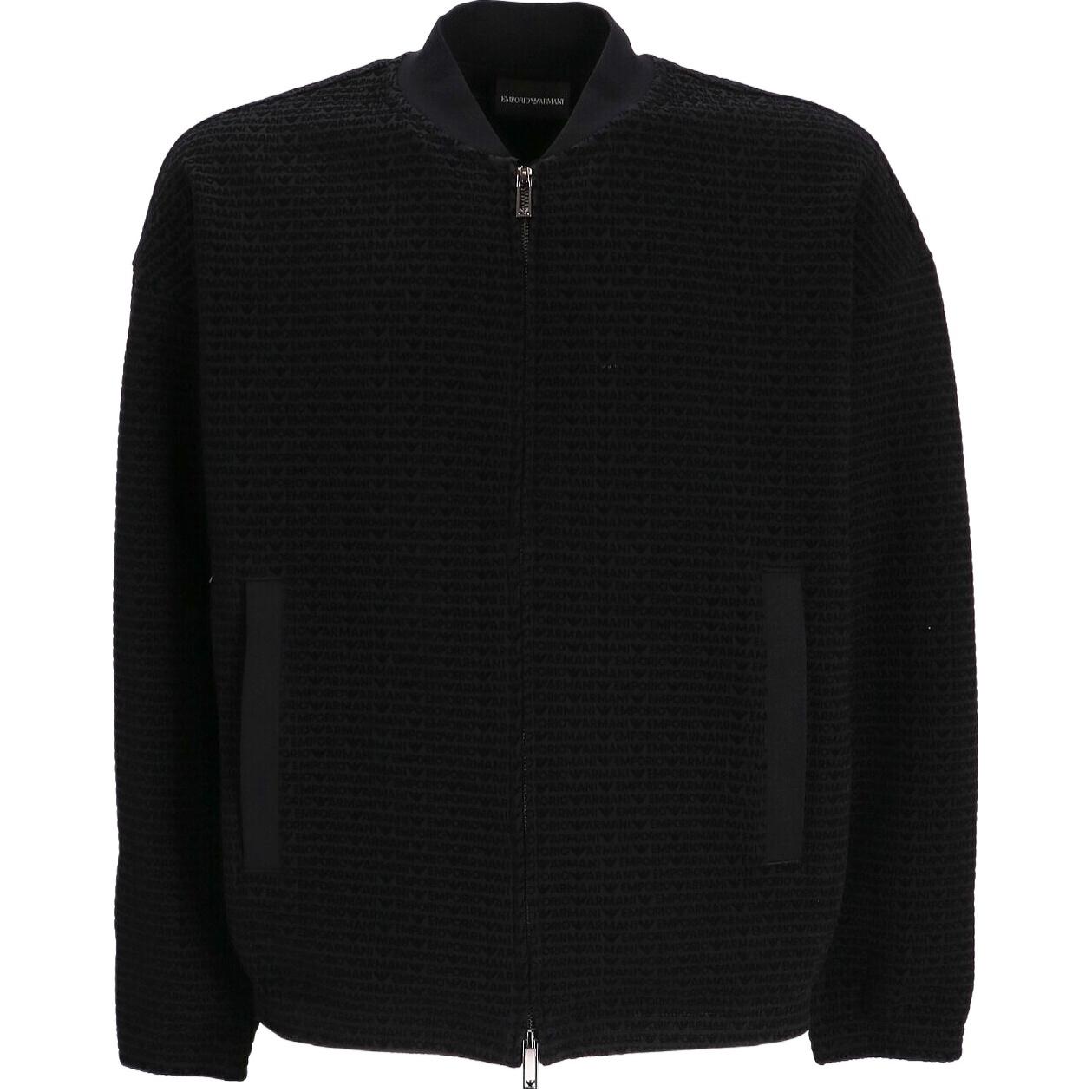 Order Emporio Armani Jaket Hitam Zip-Up Logo dengan Kolar Baseball. 3D1ML5-1JHSZ-0999