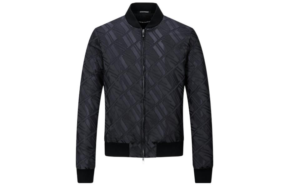 Emporio Armani  Black Zipper Jacket with Subtle Pattern Design. B1R310-B1332-999