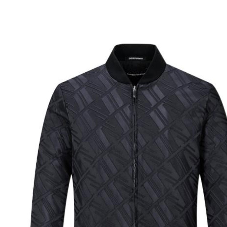 Emporio Armani  Black Zipper Jacket with Subtle Pattern Design. B1R310-B1332-999 圖 5