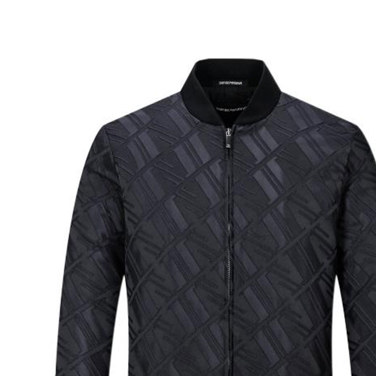 Emporio Armani  Black Zipper Jacket with Subtle Pattern Design. B1R310-B1332-999 圖 6