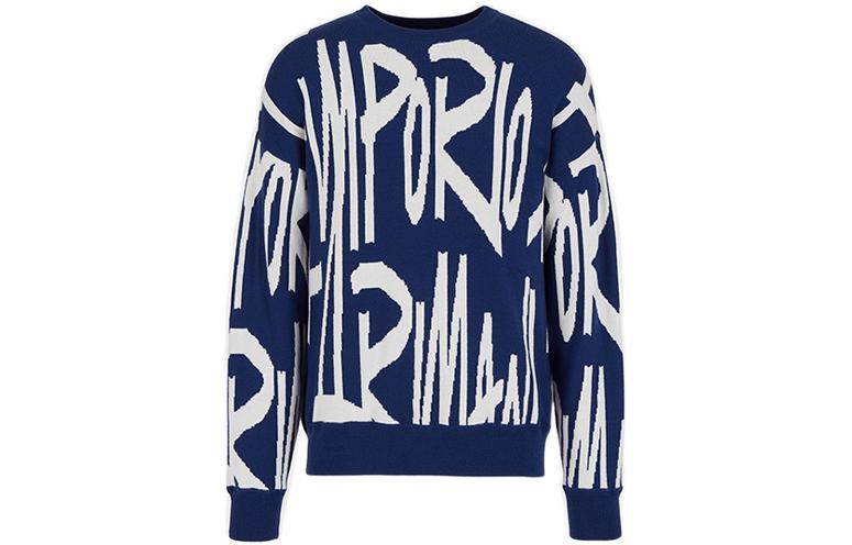 Order Emporio Armani 藍色字母圖案羊毛針織毛衣 6K1MUA1MXZZ-F165