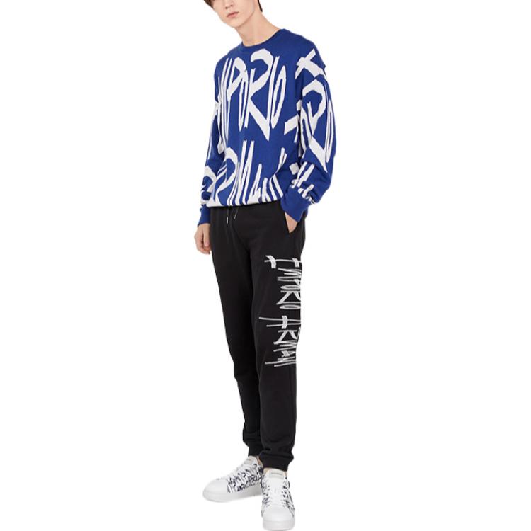 Lookbook Emporio Armani 藍色字母圖案羊毛針織毛衣 6K1MUA1MXZZ-F165