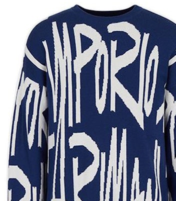 Emporio Armani 藍色字母圖案羊毛針織毛衣 6K1MUA1MXZZ-F165 Details for Emporio Armani 藍色字母圖案羊毛針織毛衣 6K1MUA1MXZZ-F165