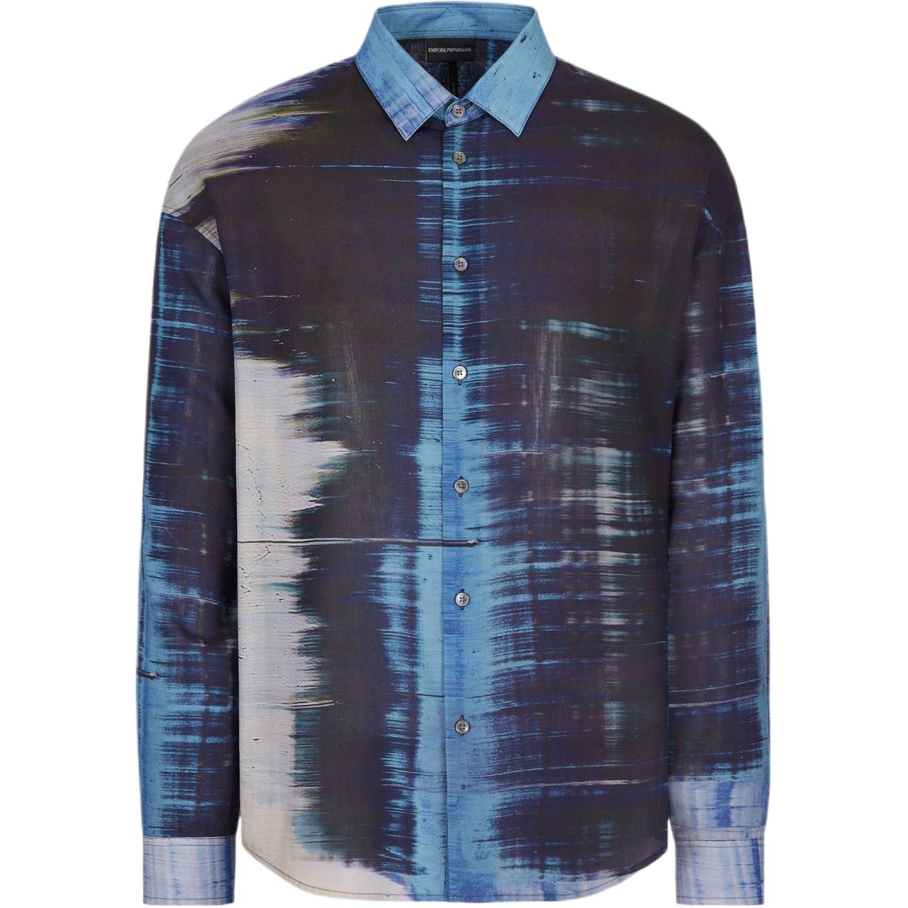 Emporio Armani  Blue All-Over Print Long Sleeve Shirt. 6L1CB11NJRZ-F909