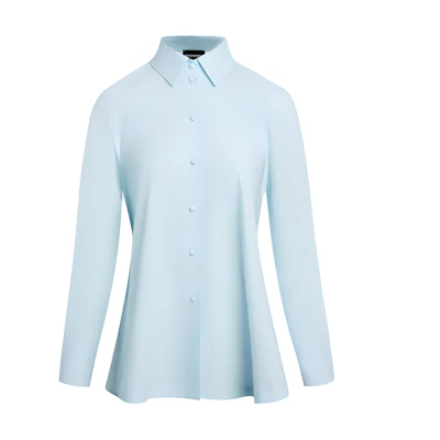 EMPORIO ARMANI Blue Asymmetric Hem Long Sleeve Shirt. 6D2C69-2N0FZ-0518