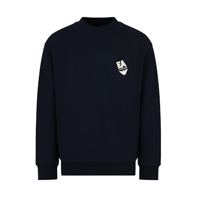 Emporio Armani Blue Crewneck Pullover Sweatshirt with Logo Print. 3D1MEC-1JODZ-10965