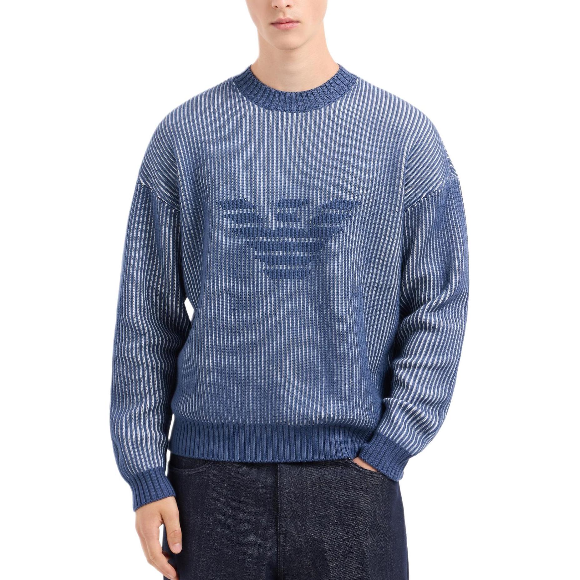 Shop Jersey de Punto con Logo Águila Azul EMPORIO ARMANI. 6D1MXA-1MJHZ-F708