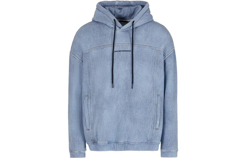 EMPORIO ARMANI  Blue Hoodie with Logo Print and Drawstring Design. 3D1MEG-1JWPZ-F917 圖 2