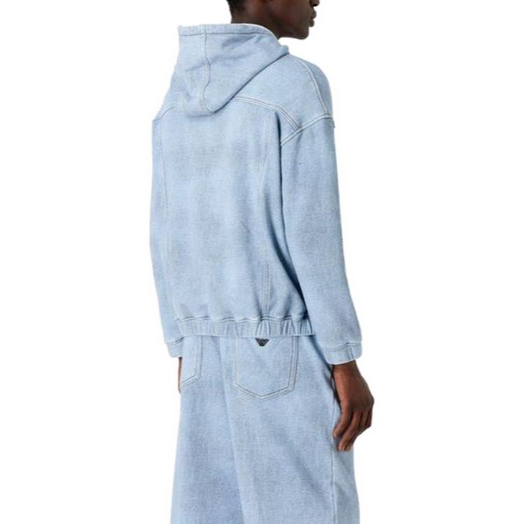 EMPORIO ARMANI  Blue Hoodie with Logo Print and Drawstring Design. 3D1MEG-1JWPZ-F917 圖 4