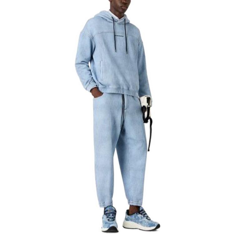 EMPORIO ARMANI  Blue Hoodie with Logo Print and Drawstring Design. 3D1MEG-1JWPZ-F917 圖 5