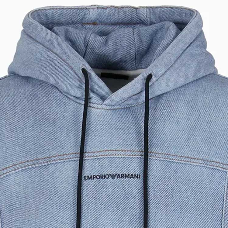 EMPORIO ARMANI  Blue Hoodie with Logo Print and Drawstring Design. 3D1MEG-1JWPZ-F917 圖 8