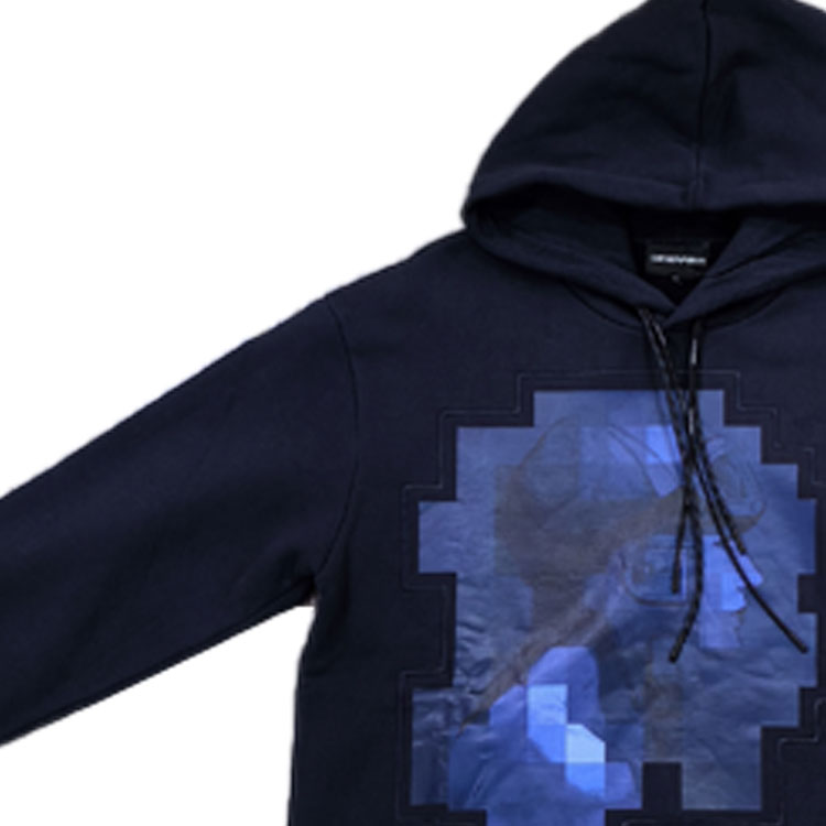 Shop 埃莫里奥阿玛尼蓝色连帽衫带标志印花设计 6R1M7Q-1JT2Z-0922