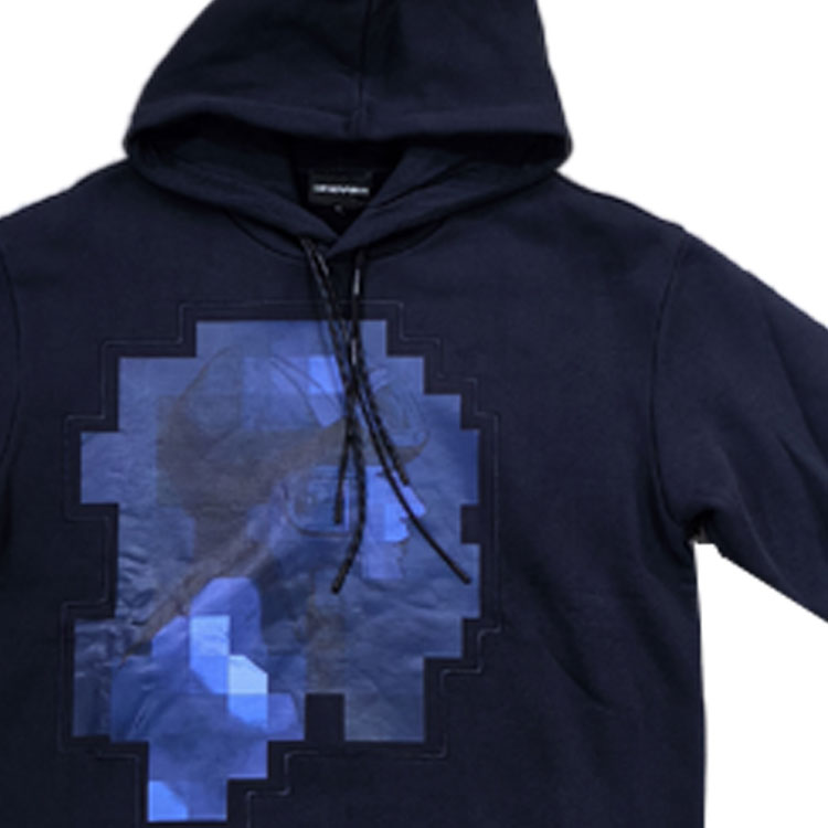 Purchase 埃莫里奥阿玛尼蓝色连帽衫带标志印花设计 6R1M7Q-1JT2Z-0922