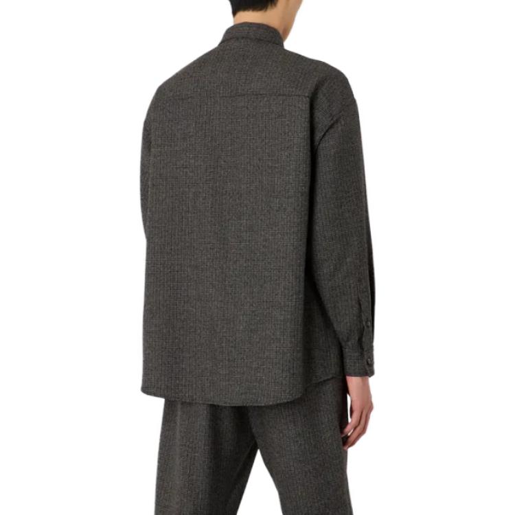 Shop Emporio Armani Baju Polo Lengan Panjang Corak Houndstooth Biru. H41F33-E1204-1992