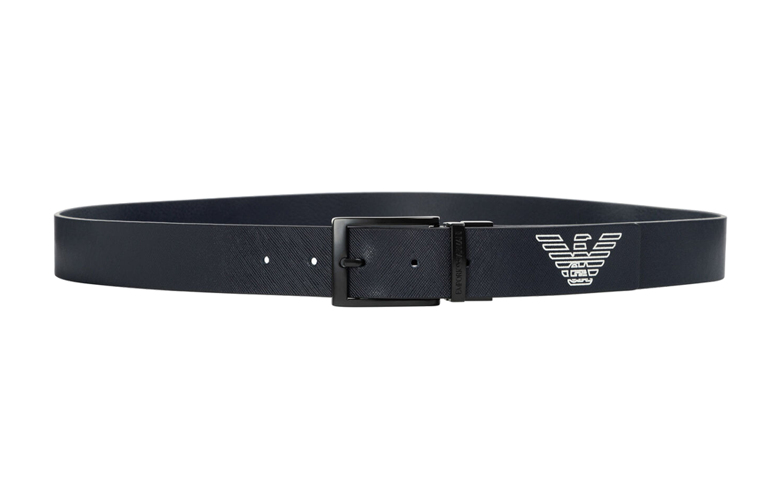 Emporio Armani  Blue Leather Belt with Logo Design, 3.5cm Width. Y4S195Y739K85631
