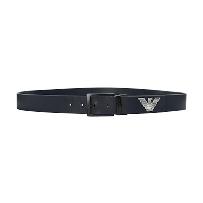 Emporio Armani Blue Leather Belt with Logo Design, 3.5cm Width. Y4S195Y739K85631