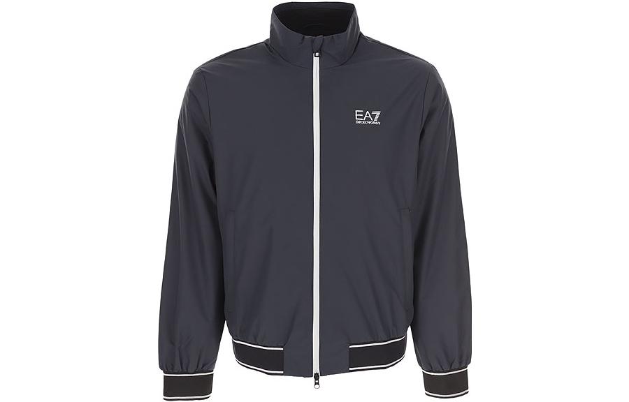 Emporio Armani  Blue Letter Print Stand Collar Zip Jacket. 6RPB07-PN27Z-0578