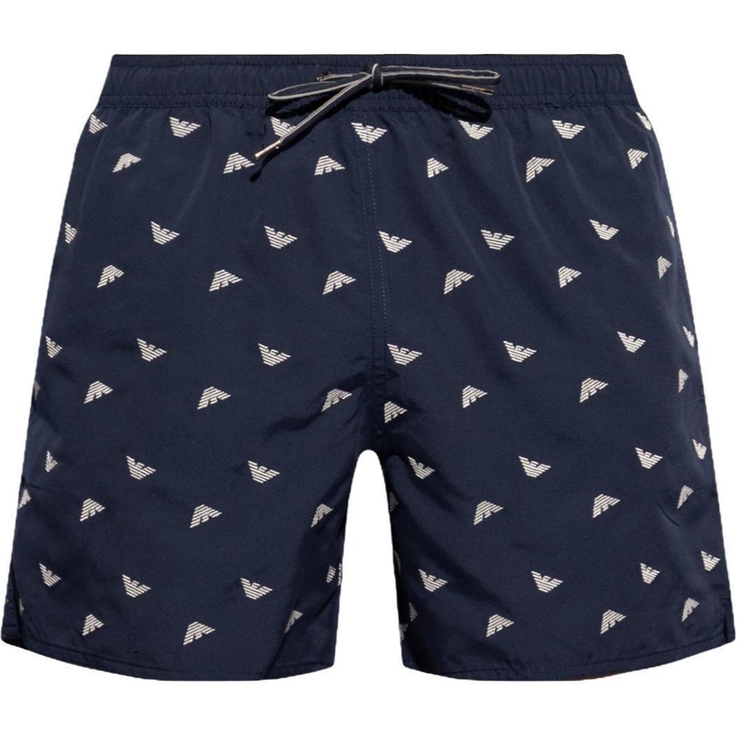 EMPORIO ARMANI  Blue Logo Print Boxer Shorts Casual Wear. 211740-4R4340-6935