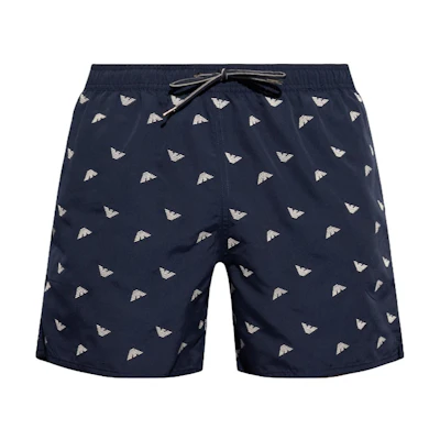EMPORIO ARMANI Blue Logo Print Boxer Shorts Casual Wear. 211740-4R4340-6935