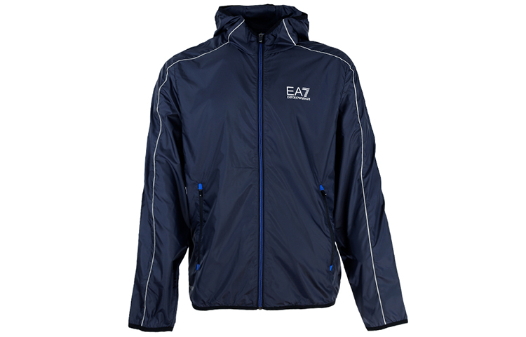 Emporio Armani  Blue Logo Print Hooded Casual Jacket Long Sleeve. 3LPB22-PN1GZ-1559