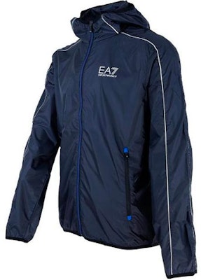 Emporio Armani Jaket Santai Biru Berhud Lengan Panjang dengan Cetakan Logo. 3LPB22-PN1GZ-1559 Shop Emporio Armani Jaket Santai Biru Berhud Lengan Panjang dengan Cetakan Logo. 3LPB22-PN1GZ-1559