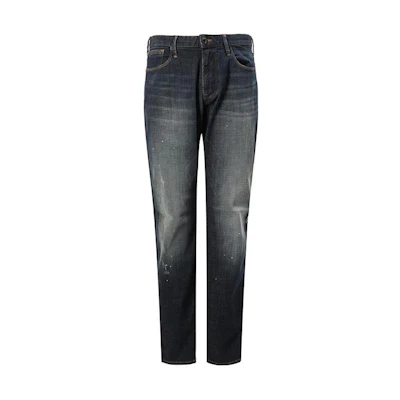 Emporio Armani Blue Mid-Rise Tapered Washed Casual Jeans 3L1J06-1DY3Z-0942