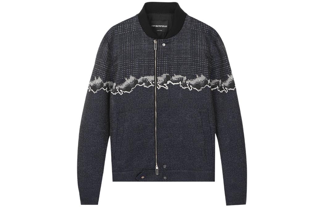 Emporio Armani  Blue Plaid Wave Embroidered Zip-Up Jacket 11R330-11255-921 圖 2