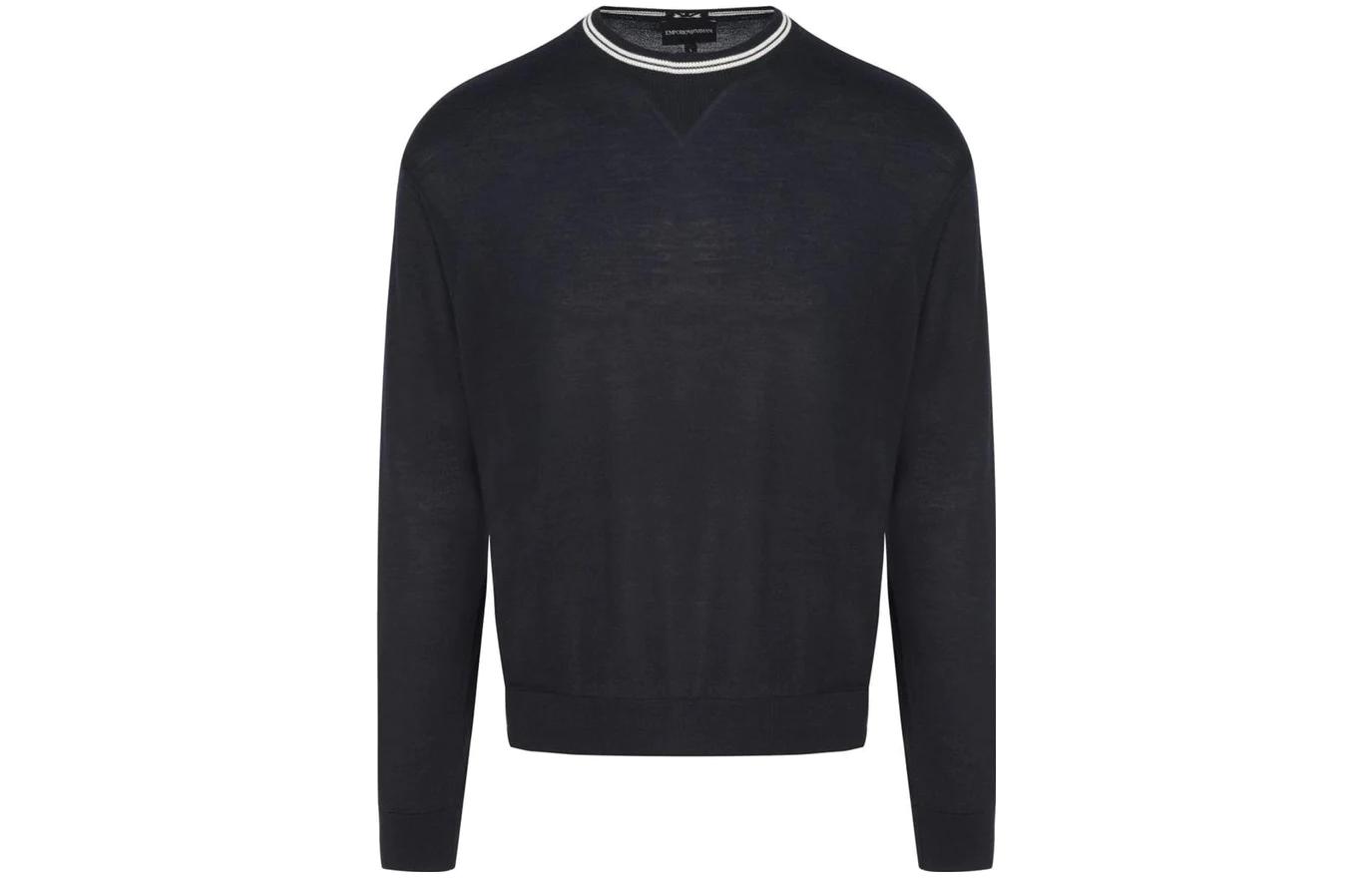 Emporio Armani  Blue Striped Crewneck Knit Sweater Long Sleeve. 6R1MXG-1MNGZ-0920