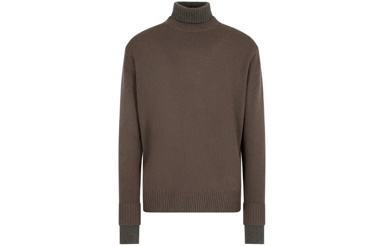 EMPORIO ARMANI  Brown Turtleneck Solid Slim-Fit Long Sleeve Sweater. 6R1MY9-1MF9Z-0460