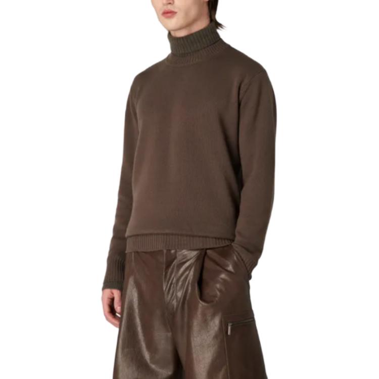 Shop EMPORIO ARMANI Sweater Coklat Turtleneck Slim-Fit Lengan Panjang. 6R1MY9-1MF9Z-0460
