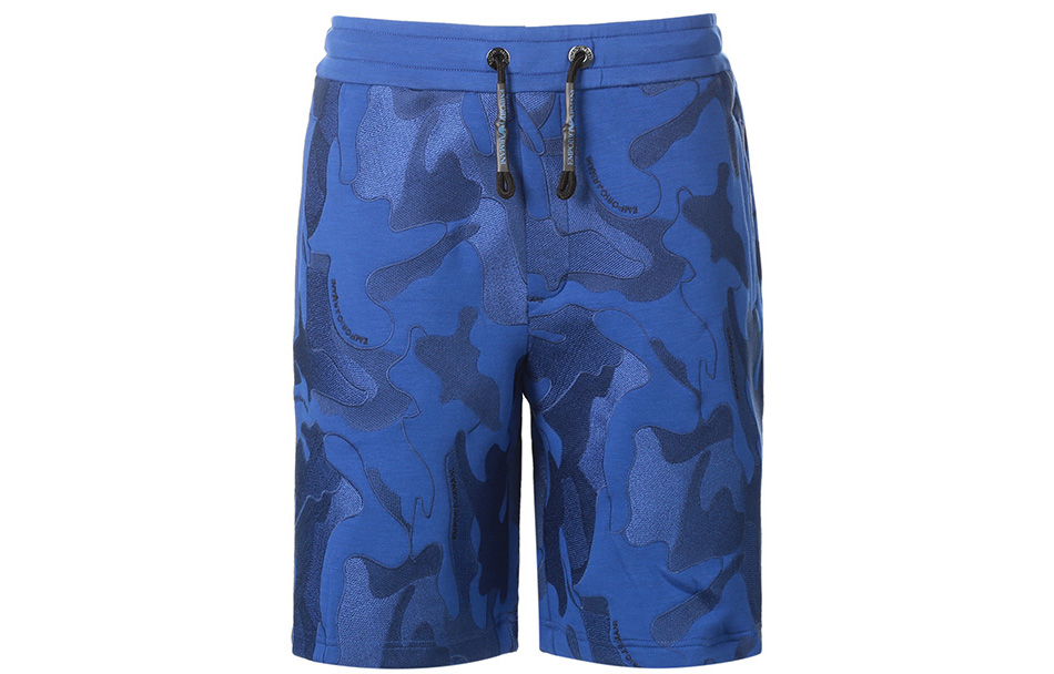 Emporio Armani  Camo Embroidered Casual Shorts Navy Blue. 3K1P92-1JDSZ-F960