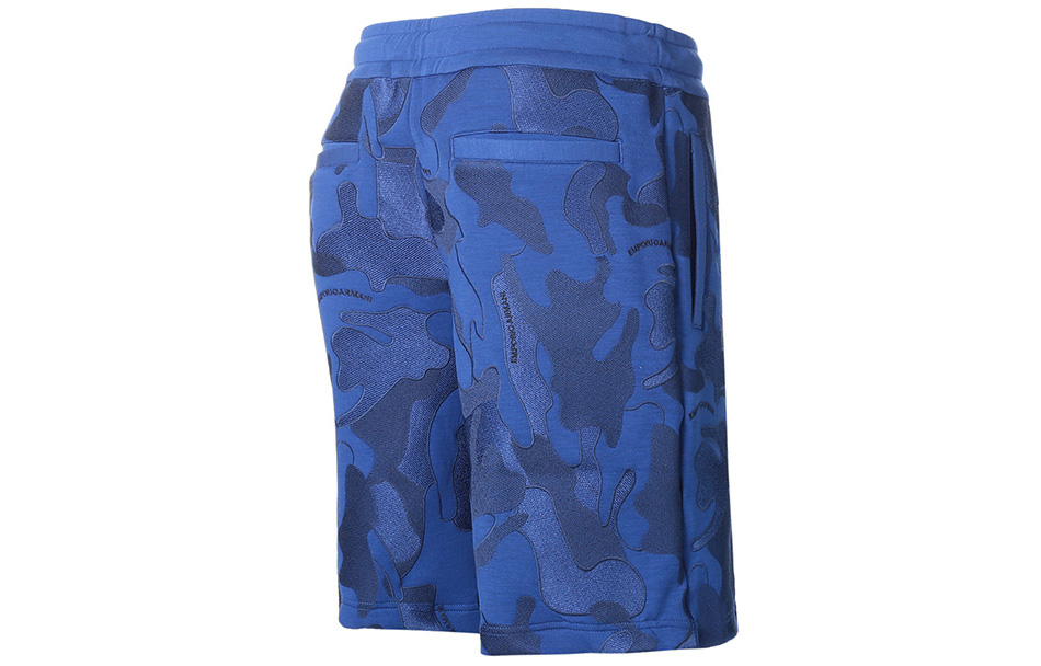 Shop Emporio Armani  Camo Embroidered Casual Shorts Navy Blue. 3K1P92-1JDSZ-F960