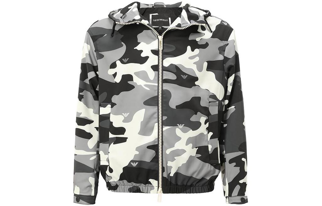 EMPORIO ARMANI  Camouflage Print Hooded Zip-Up Jacket Multicolor 3L1B87-1NDEZ-F639