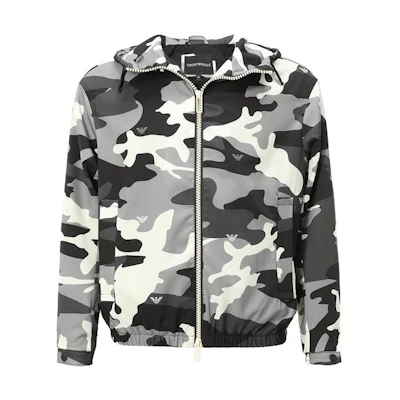 EMPORIO ARMANI Camouflage Print Hooded Zip-Up Jacket Multicolor 3L1B87-1NDEZ-F639