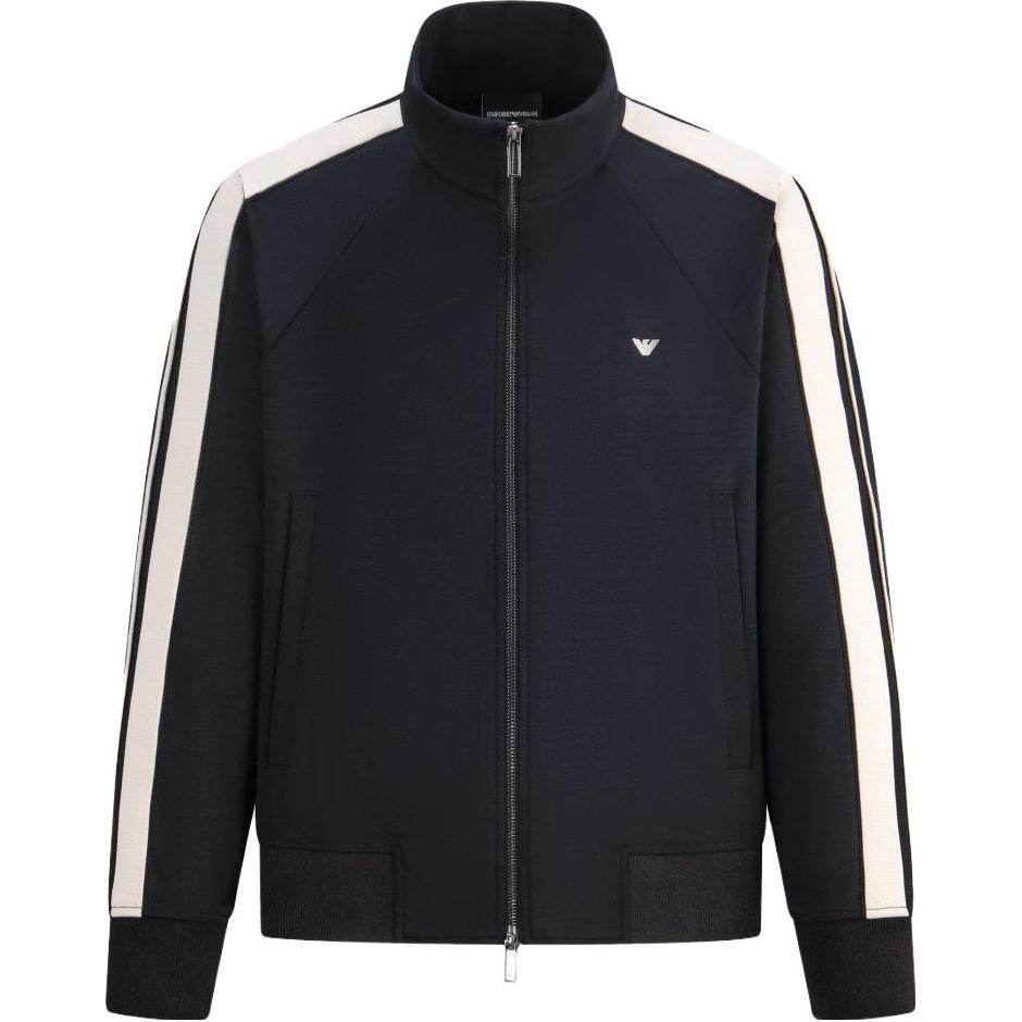 Emporio Armani  Contrast Stripe High-Neck Zip Jacket Navy Blue 6R1MF8-1JHQZ-0920
