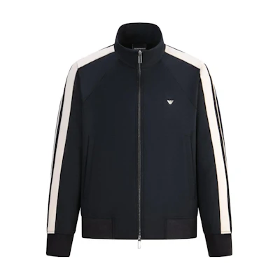 Emporio Armani Contrast Stripe High-Neck Zip Jacket Navy Blue 6R1MF8-1JHQZ-0920
