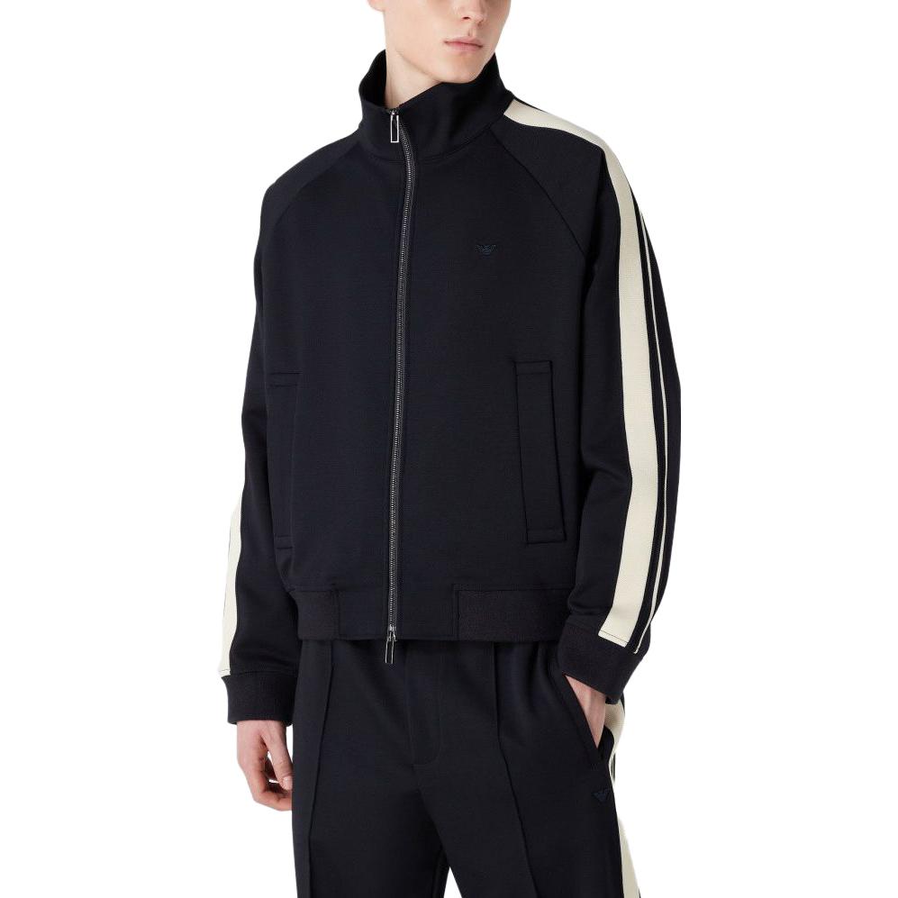 Purchase エンポリオアルマーニ コントラストストライプ ハイネックジップジャケット ネイビー 6R1MF8-1JHQZ-0920
