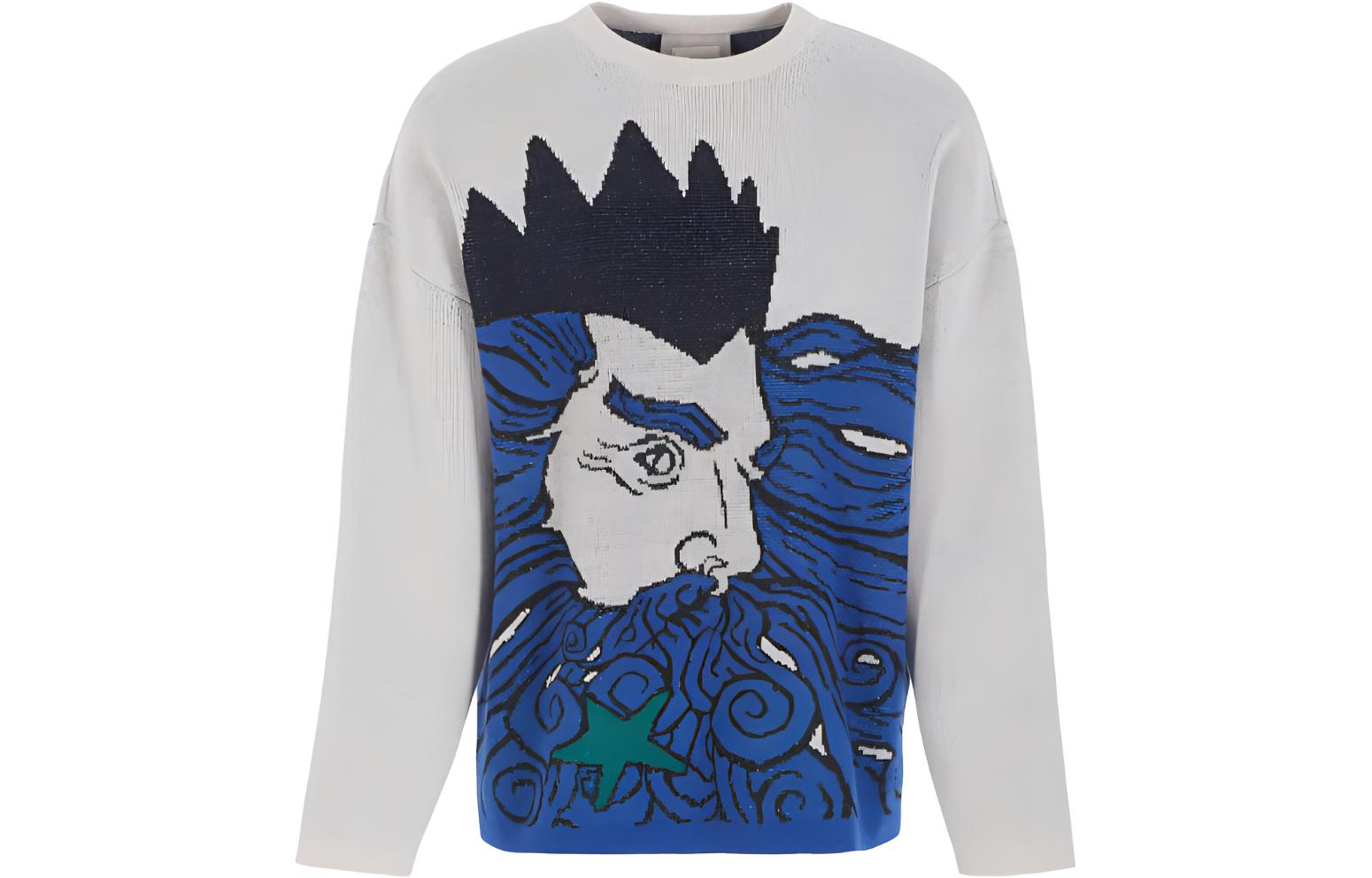 Buy Emporio Armani  Crewneck Jacquard Sweater - Gray/Blue. 6R1MZ91M6TZ1F1D1