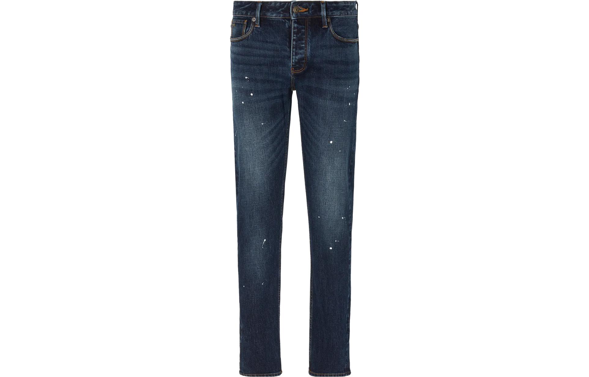 EMPORIO ARMANI  Dark Blue Straight-Leg Contrast Button Jeans. 6R1J75-1DMXZ-10941