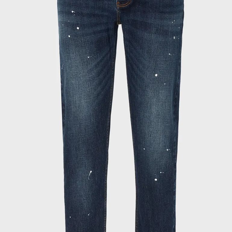 Purchase EMPORIO ARMANI Jeans Biru Gelap Potongan Lurus Butang Kontras. 6R1J75-1DMXZ-10941