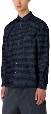 Emporio Armani Kemeja Lengan Panjang Biru Denim dengan Cetakan Huruf Flocked. 3D1CD3-1DKAZ-F916 Lookbook Emporio Armani Kemeja Lengan Panjang Biru Denim dengan Cetakan Huruf Flocked. 3D1CD3-1DKAZ-F916