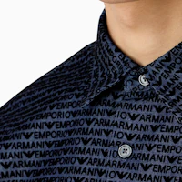 Details for Emporio Armani 牛仔藍長袖襯衫,印有絨毛字母設計。 3D1CD3-1DKAZ-F916