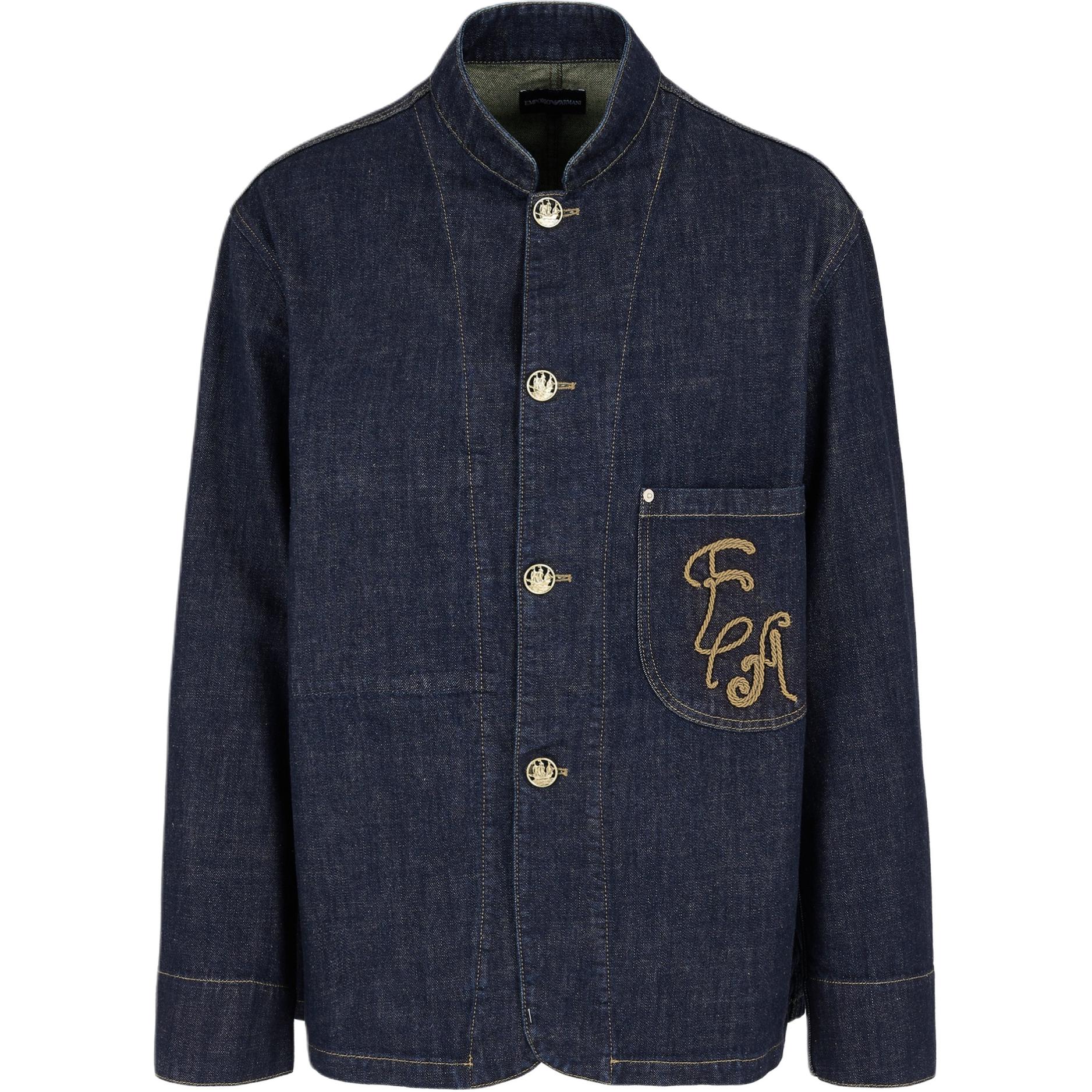 EMPORIO ARMANI  Denim Jacket with Embroidered Pattern - Blue 6D1G6S-1D5YZ-0941