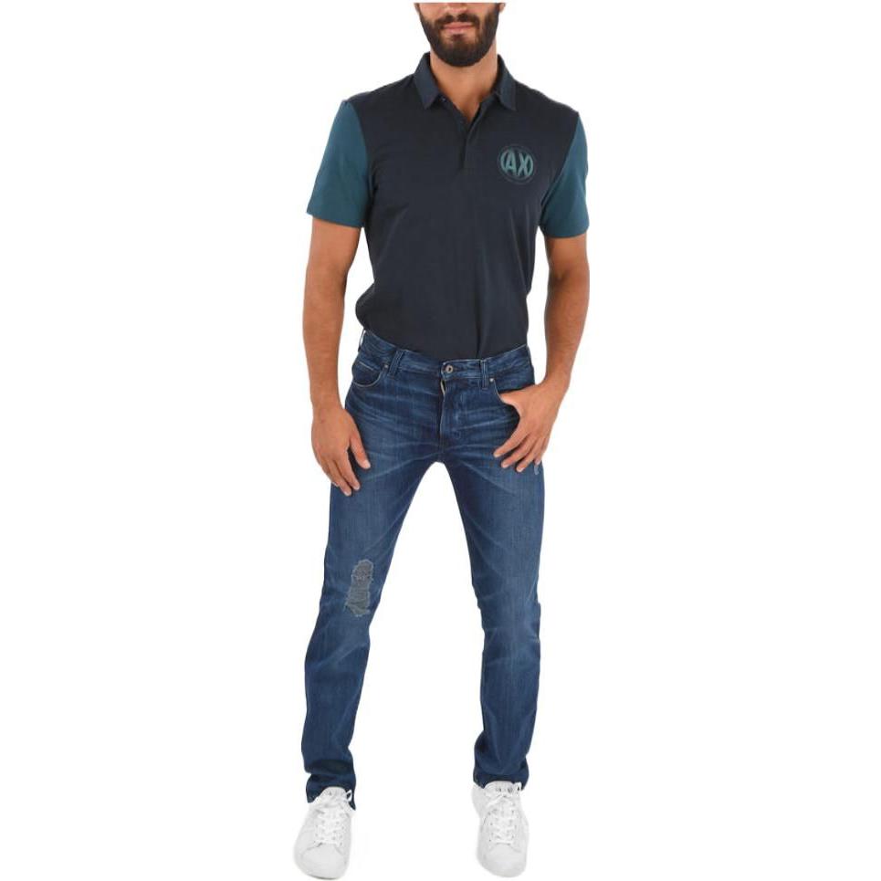 Shop 엠포리오 아르마니 디스트레스드 버튼 워시 진. 6Z1J45-1D1DZ-0941