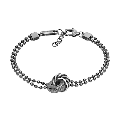 Emporio Armani Distressed Double Circle Stainless Steel Bracelet Silver. EGS3028040