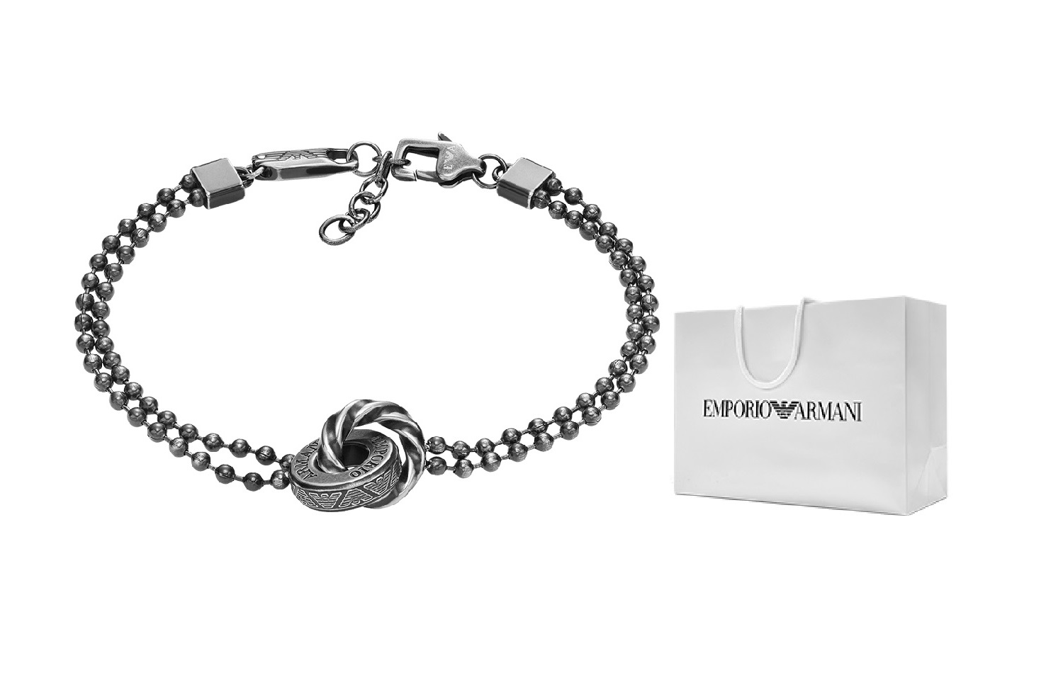 Order Emporio Armani 復古雙圈不鏽鋼手鍊 銀色款式 EGS3028040